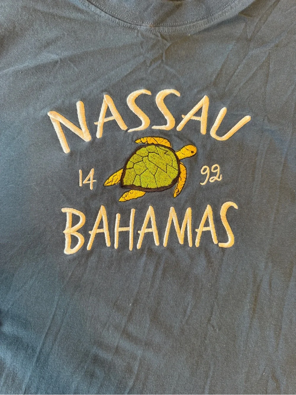 Nassau Bahamas Navy Short Sleeve Graphic Tee - Turtle Design - Picture 2 of 6